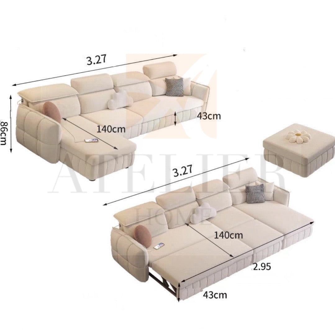 Ariyo Scratch Resistant Storage Sofa Bed