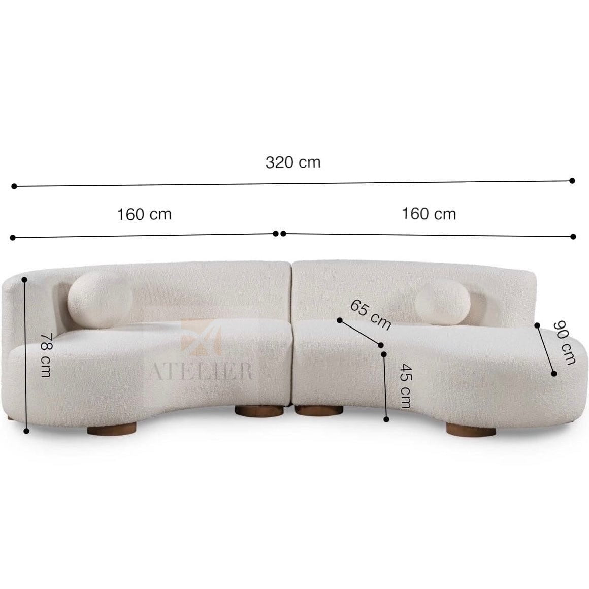Toma Sectional Boucle Curve Sofa