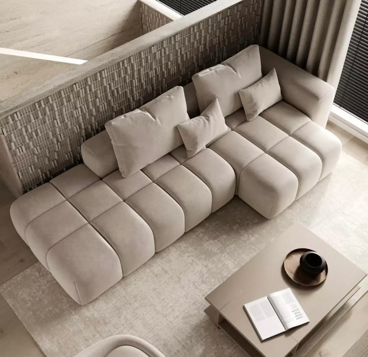 Miranda Boucle Side Chaise Sofa