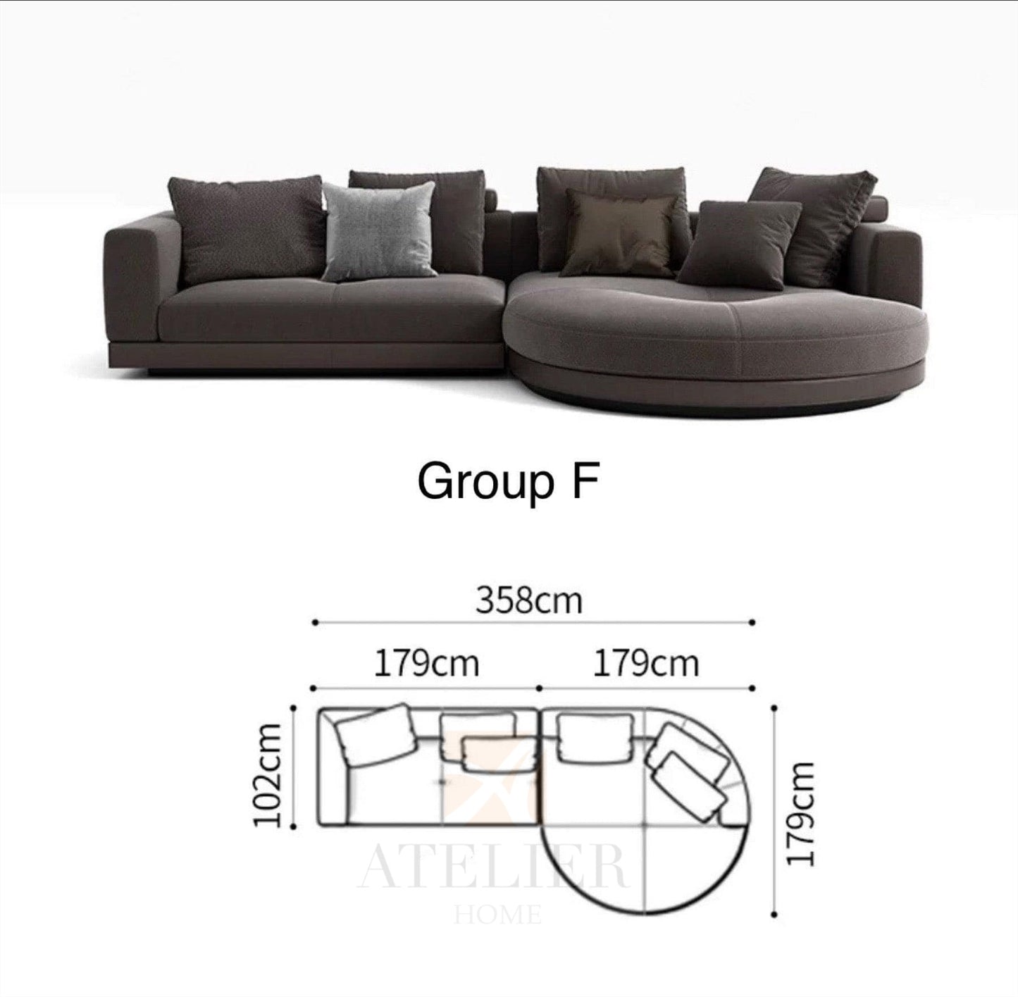 Alyssa Designer Sectional Round Chaise Sofa