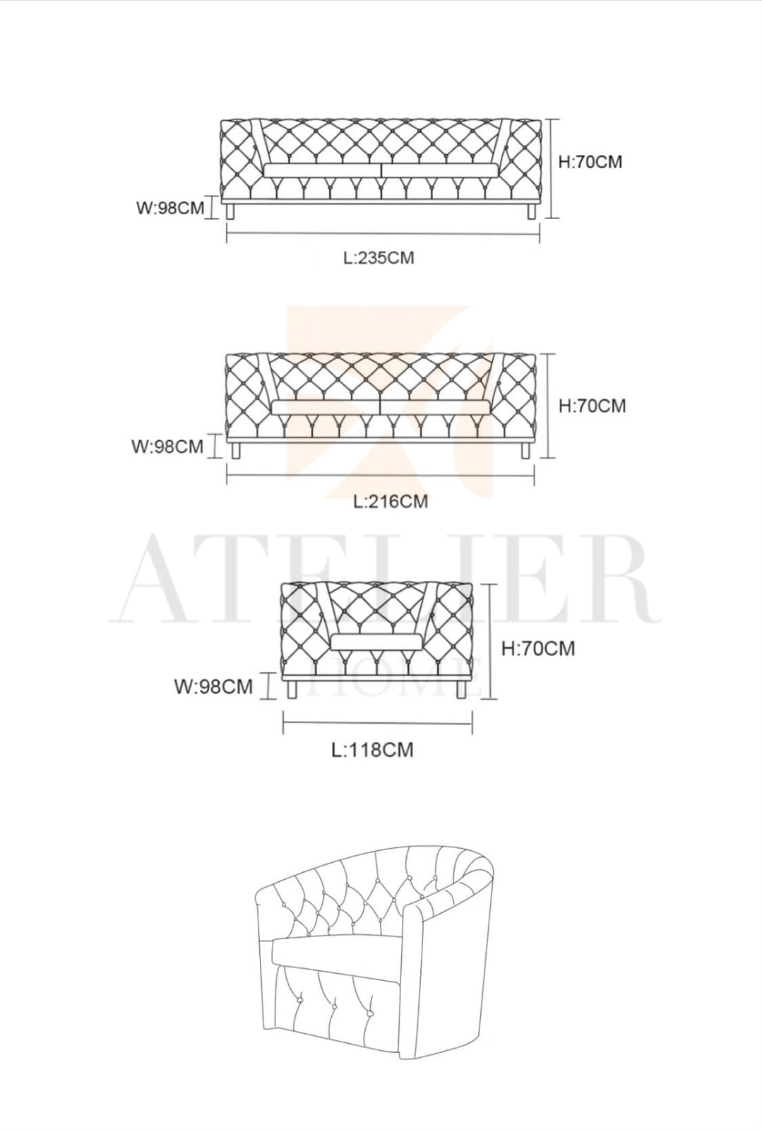 Leo Tufted Sectional Sofa