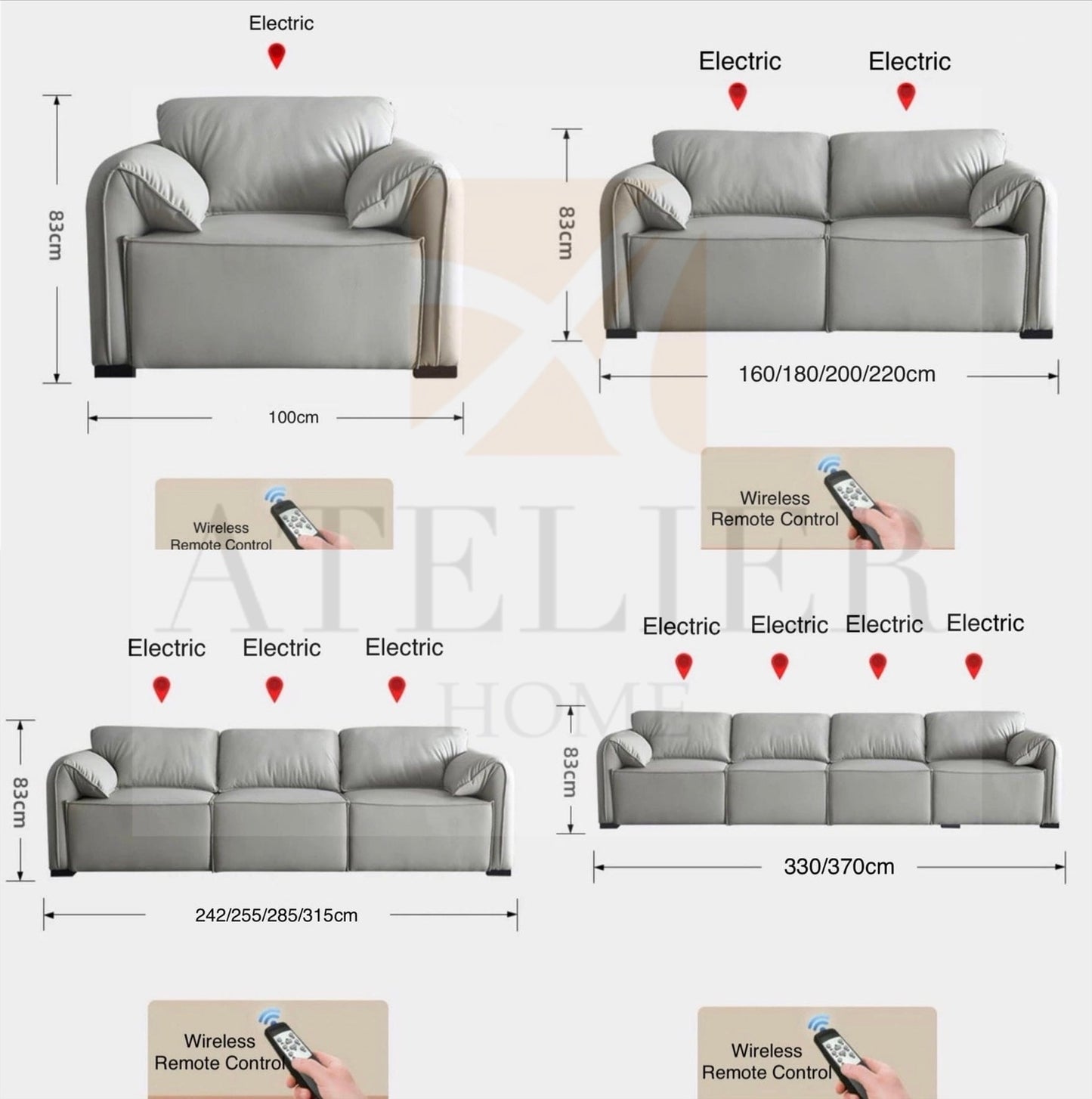 Crystal Electric Motorized Leather Sofa Bed