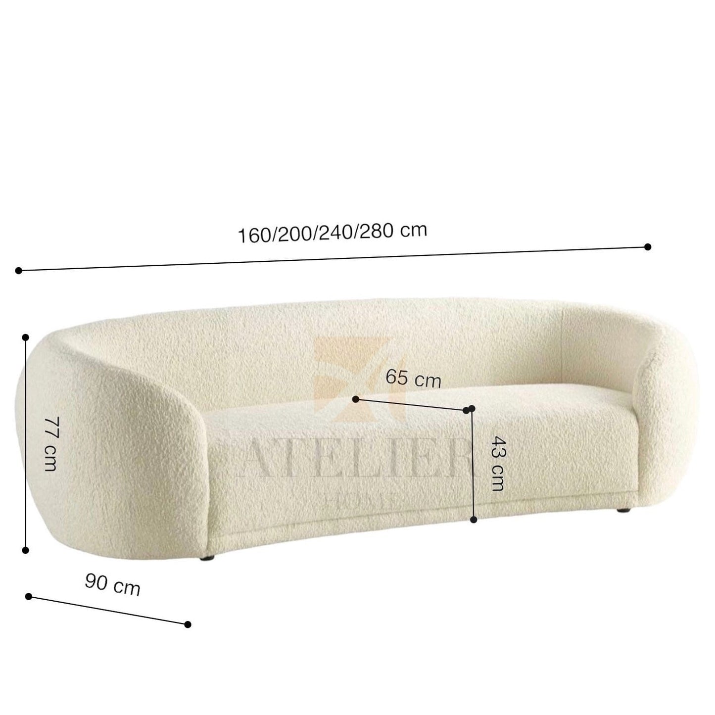 Loreto Performance Boucle Curve Sofa