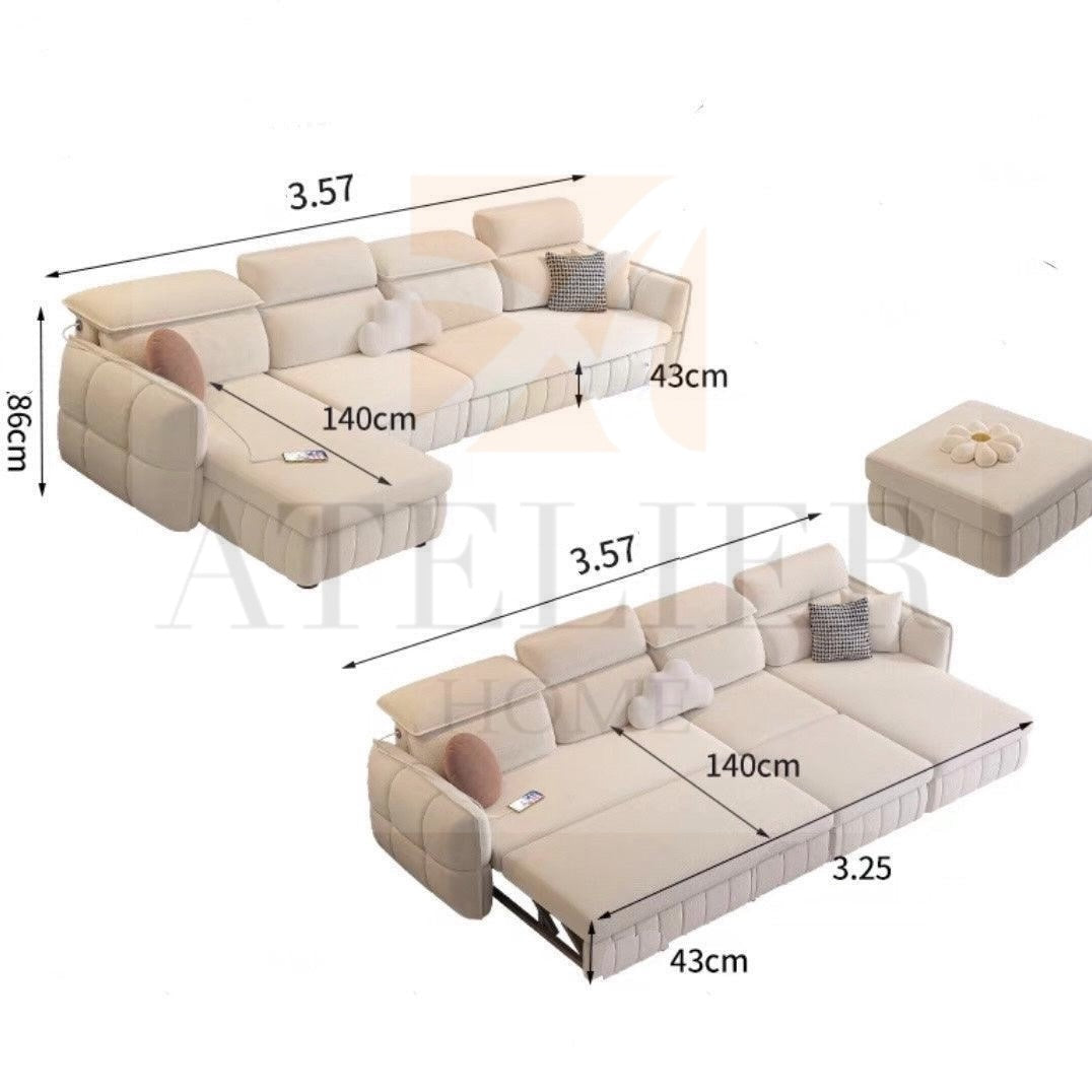 Ariyo Scratch Resistant Storage Sofa Bed