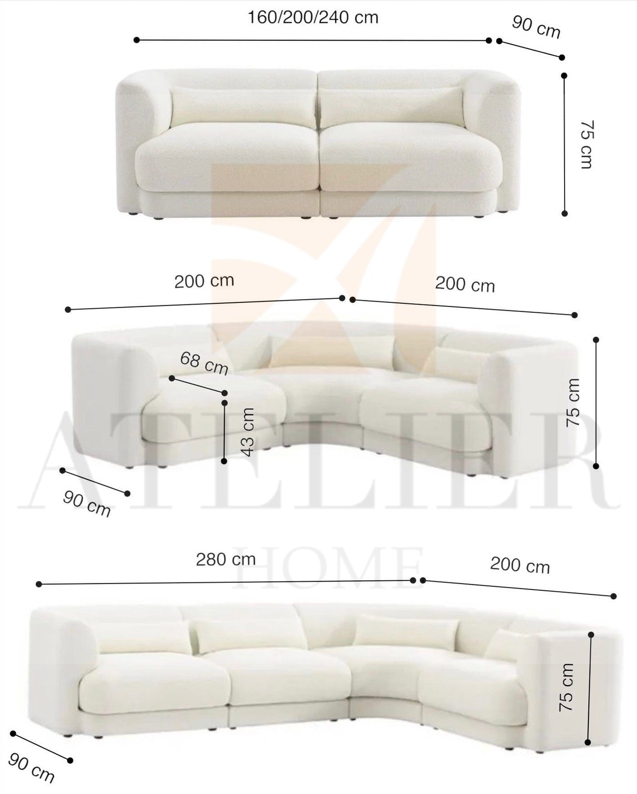 Jim Boucle Curve Sofa