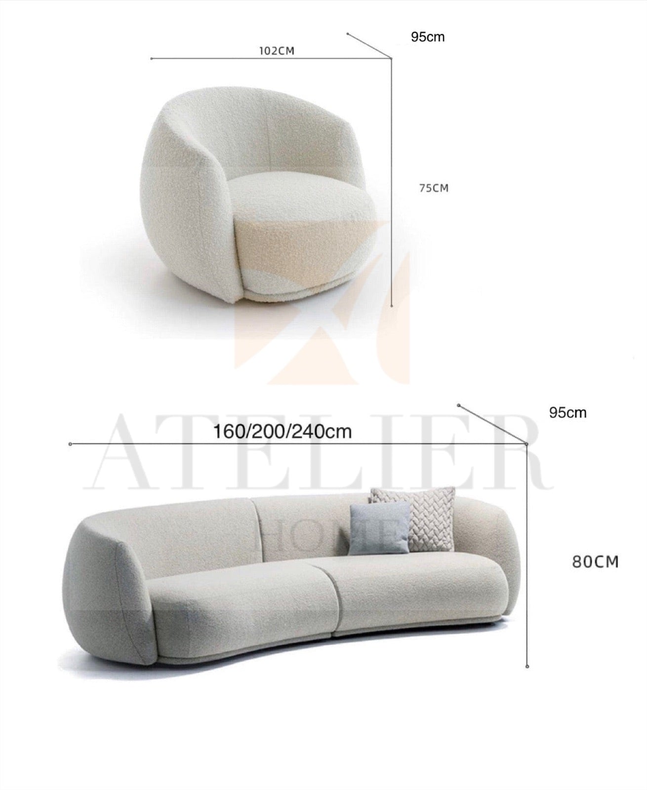 Giselle Performance Boucle Curve Sofa