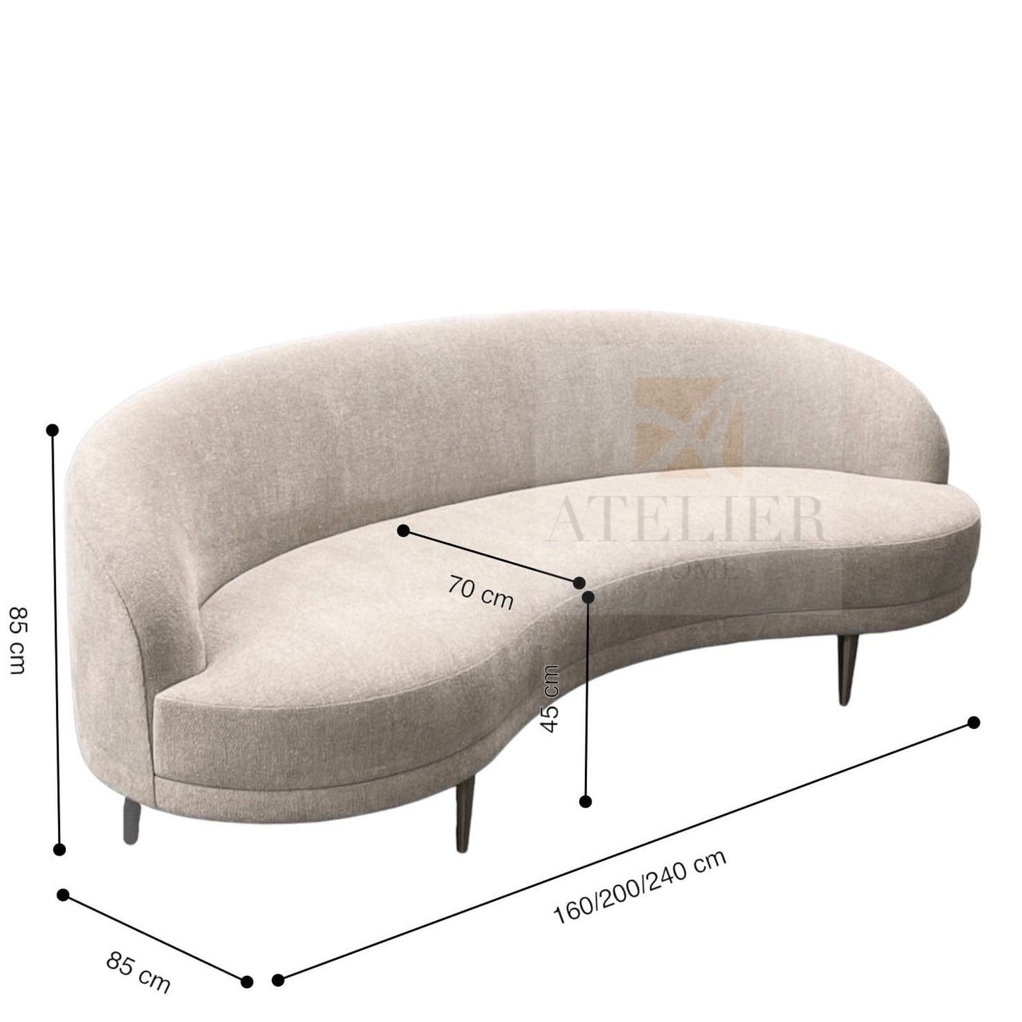 Kanen Scratch Resistant Curve Sofa