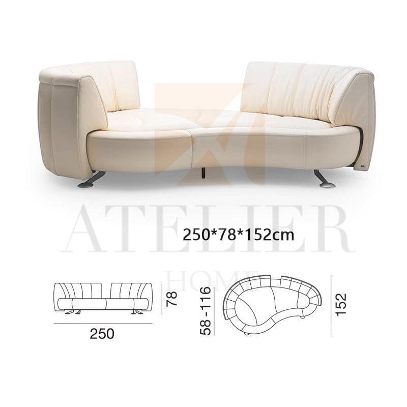 Abe Adjustable Backrest Full Leather Lounge Sofa