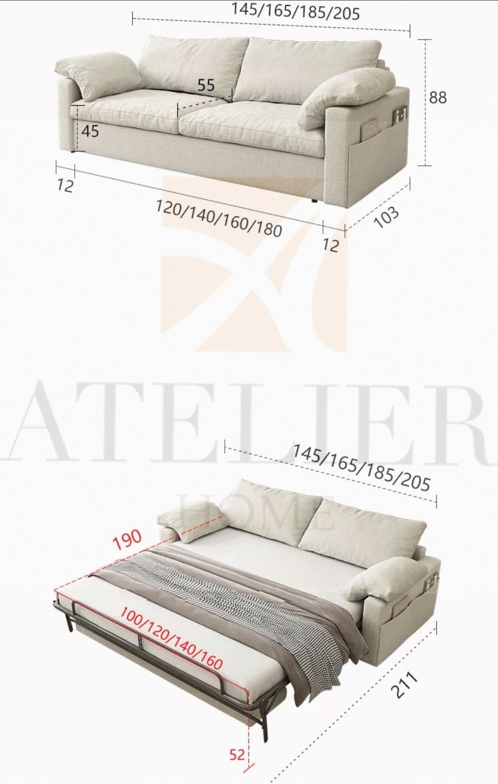 Cloud Foldable Sofa Bed with Mattress