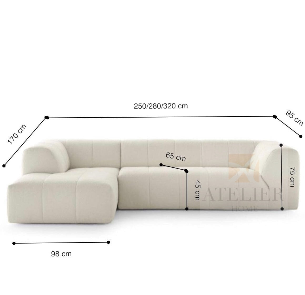 Sachi Scratch Resistant Sectional Sofa with Channel Tuftings