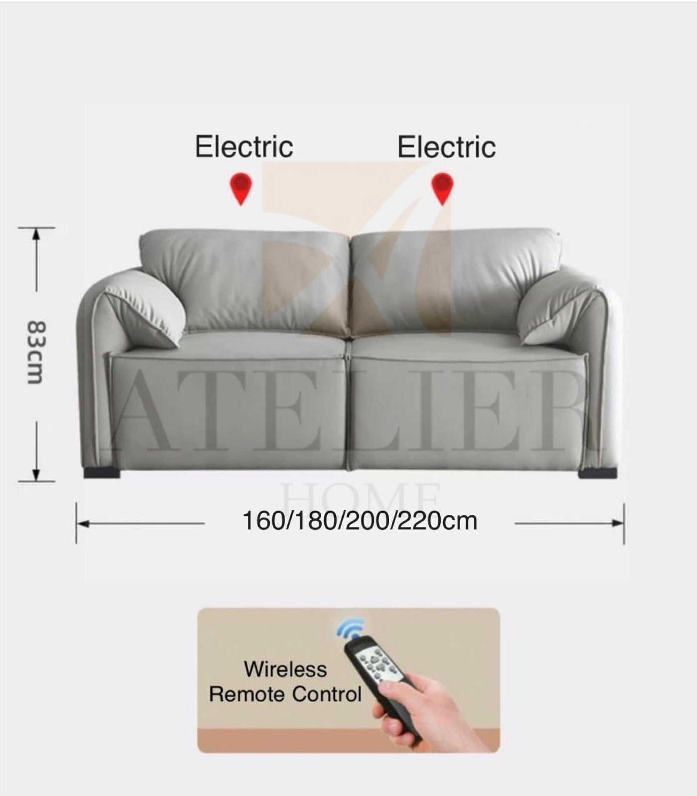 Crystal Electric Motorized Leather Sofa Bed