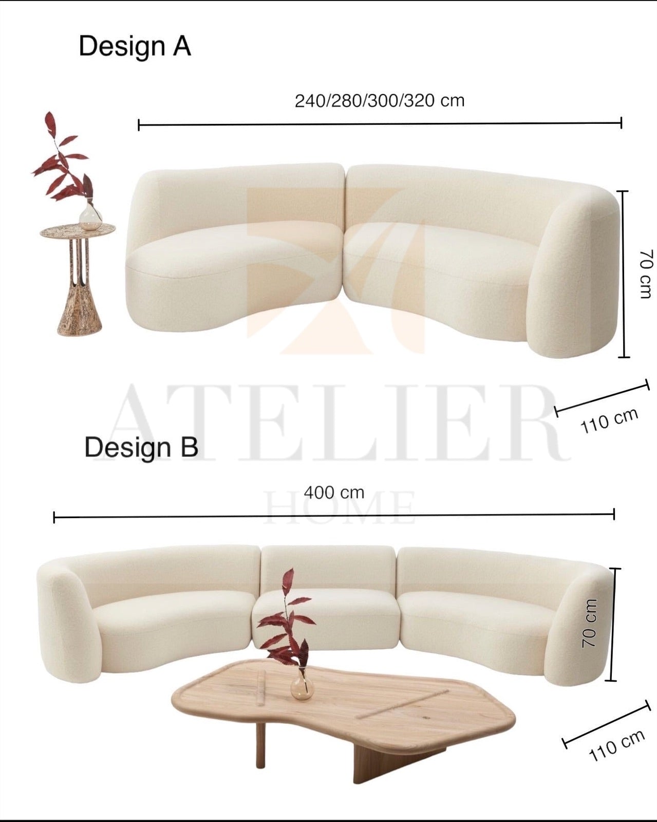 Bethany Performance Boucle Curve Sofa