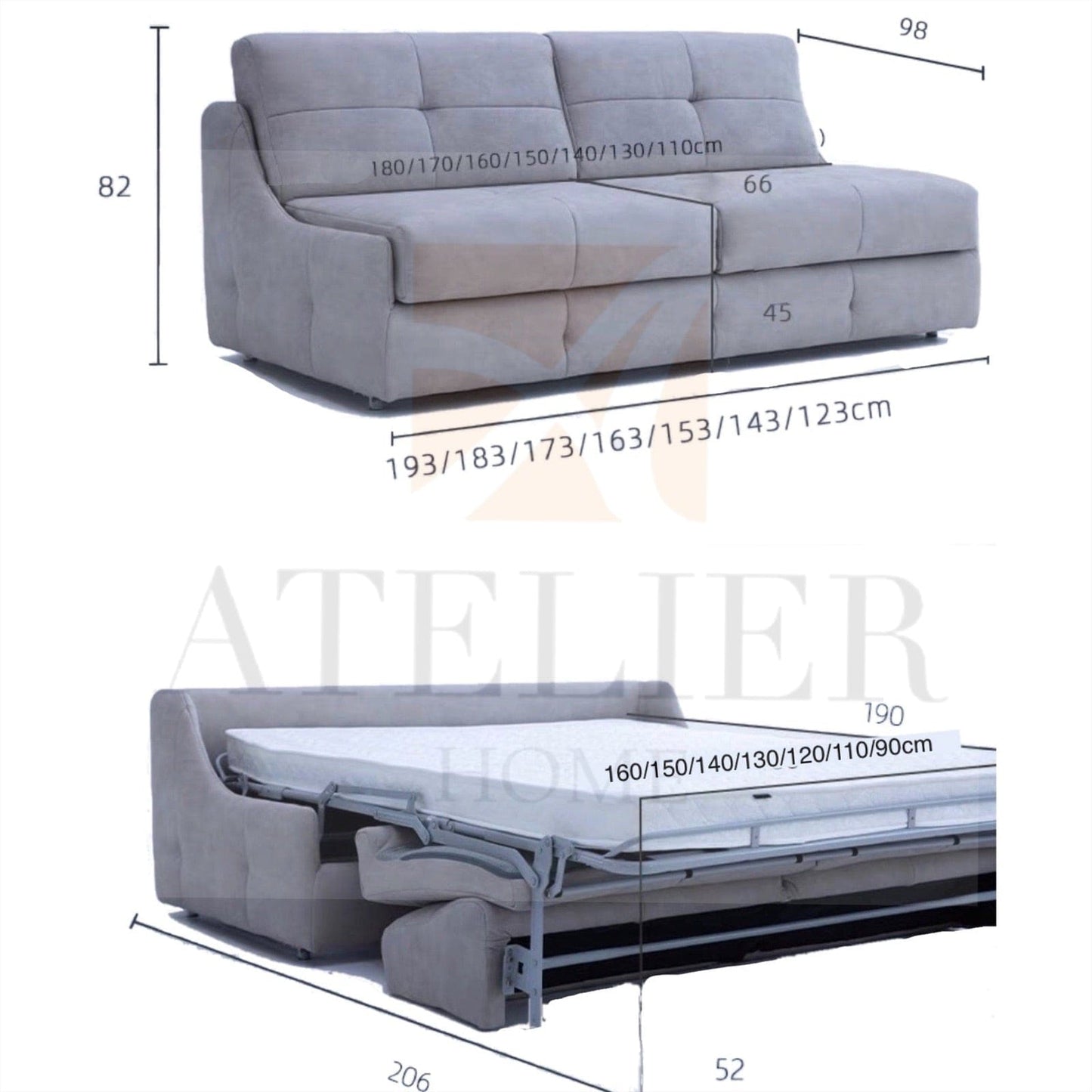 Denna Scratch Resistant Leather-Aire Foldable Sofa Bed with Mattress