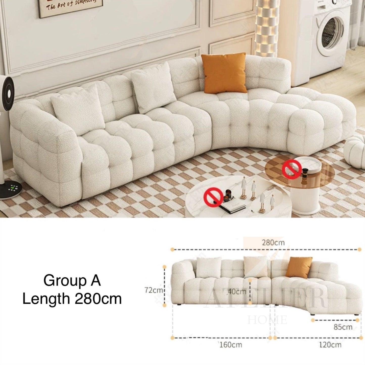 Lara Performance Boucle Curve Sofa