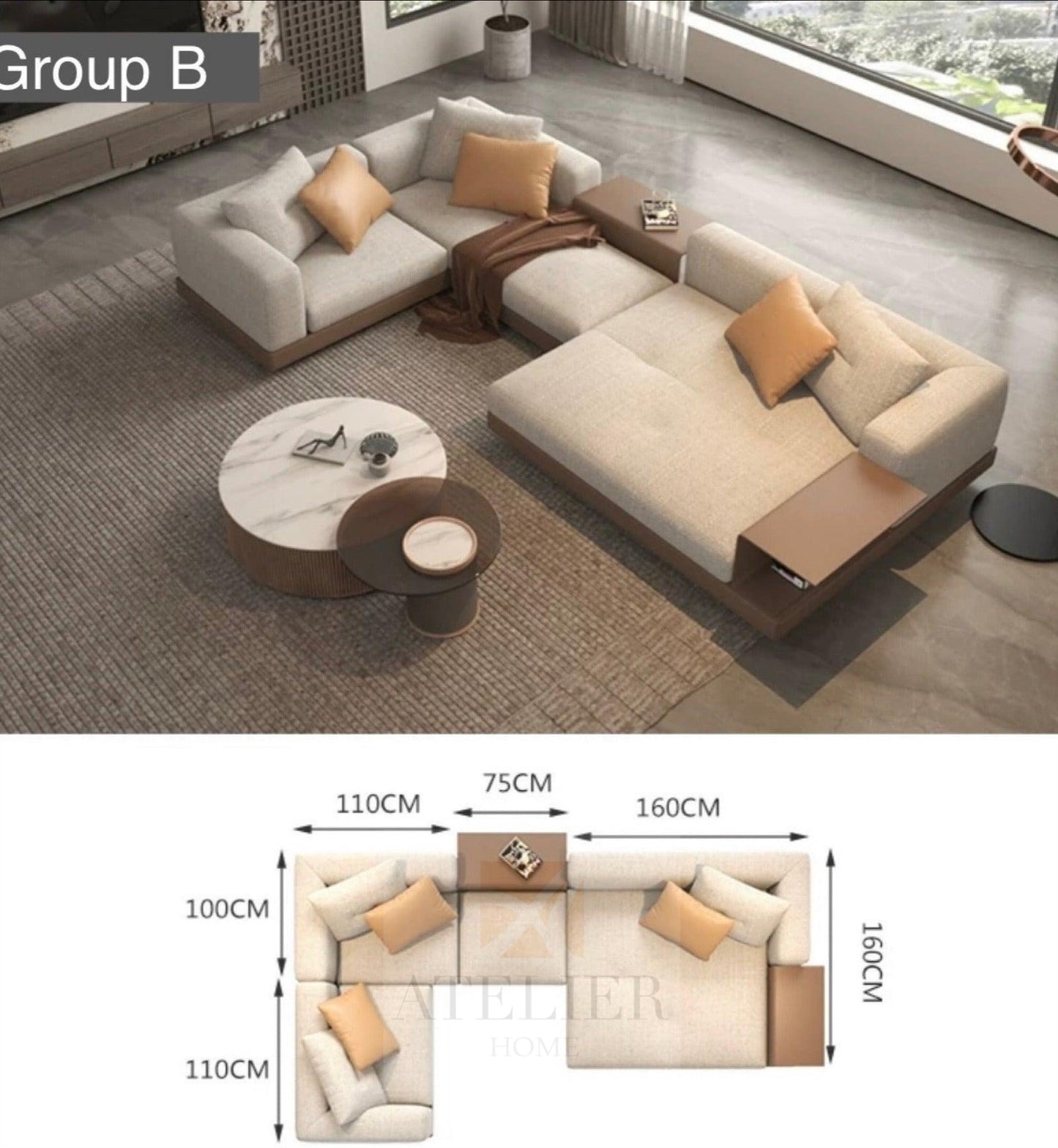Alyssa Designer Sectional Sofa