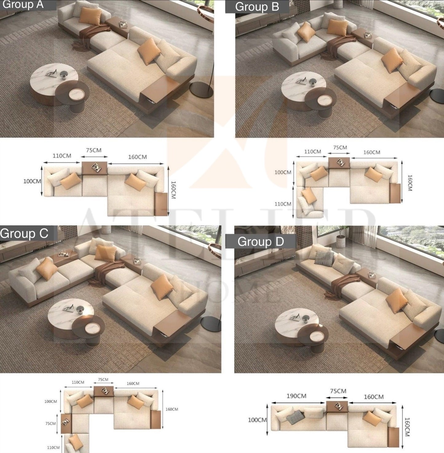 Alyssa Designer Sectional Sofa