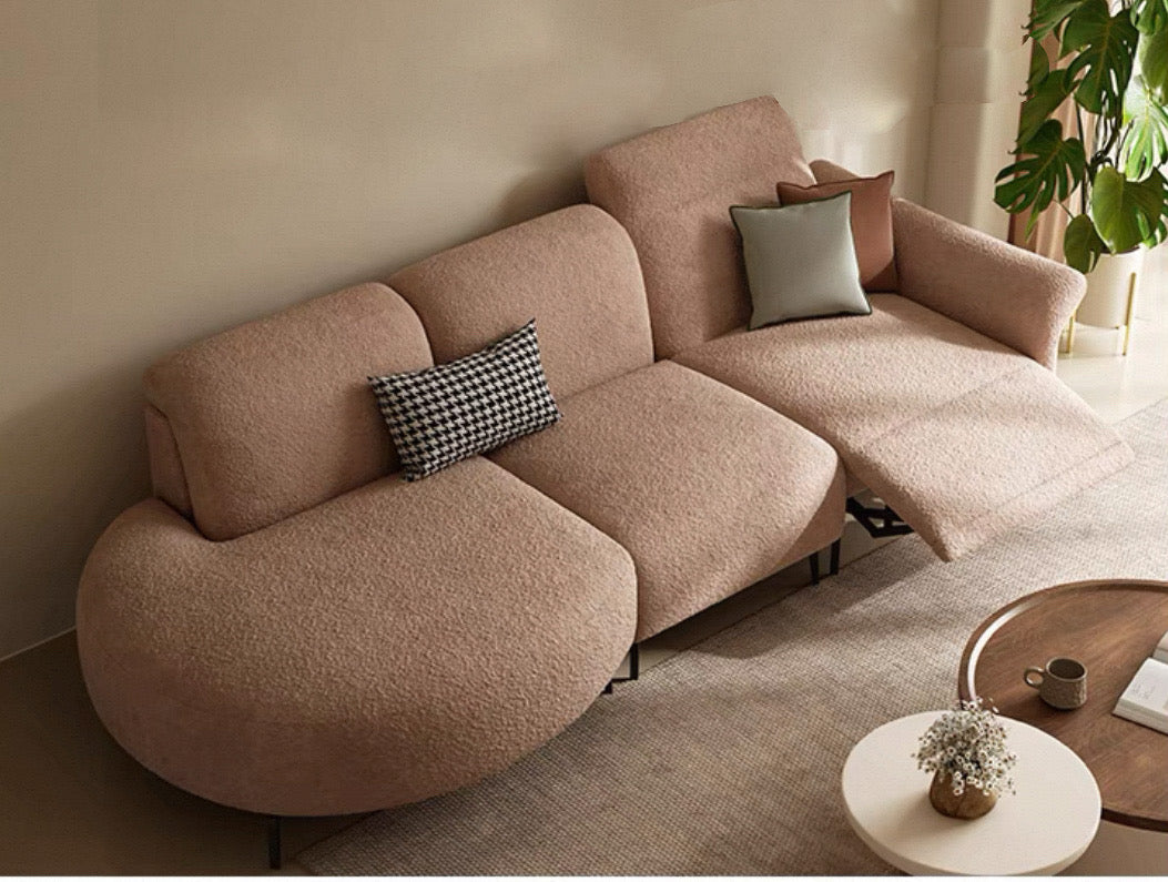 Cassandra Scratch Resistant Round Chaise Electric Recliner Sofa