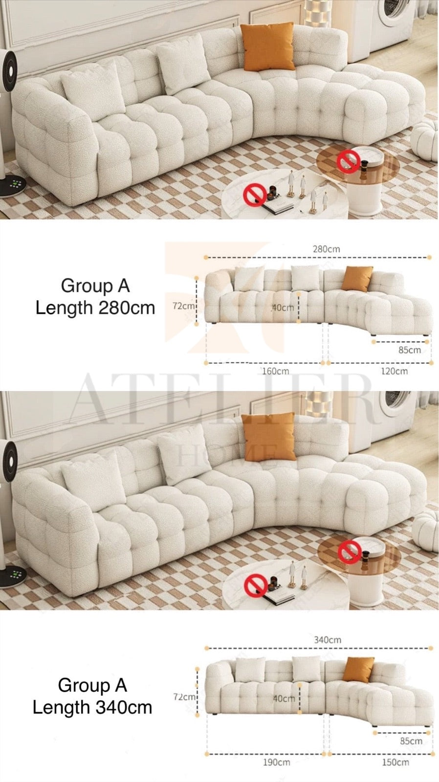 Lara Performance Boucle Curve Sofa
