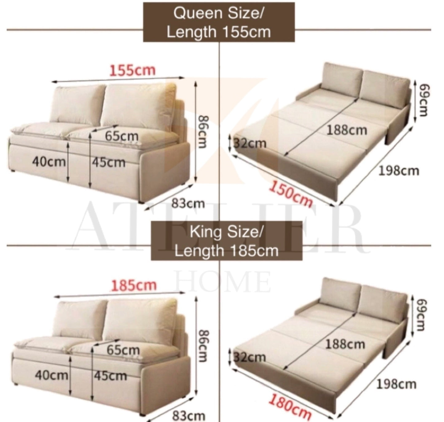 Leah Scratch Resistant Pull-out Storage Sofa Bed