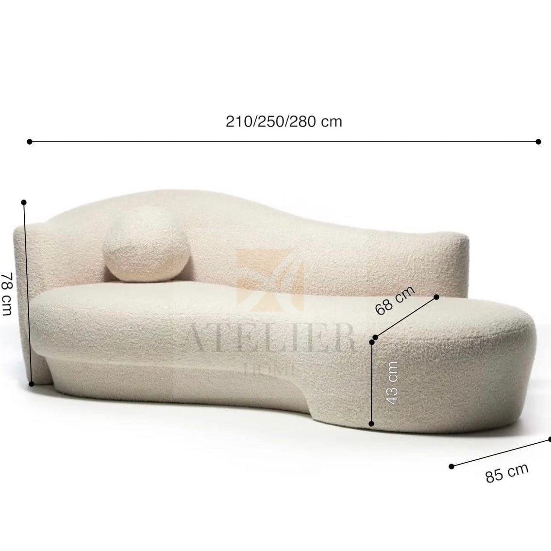 Jessie Performance Boucle Curve Sofa