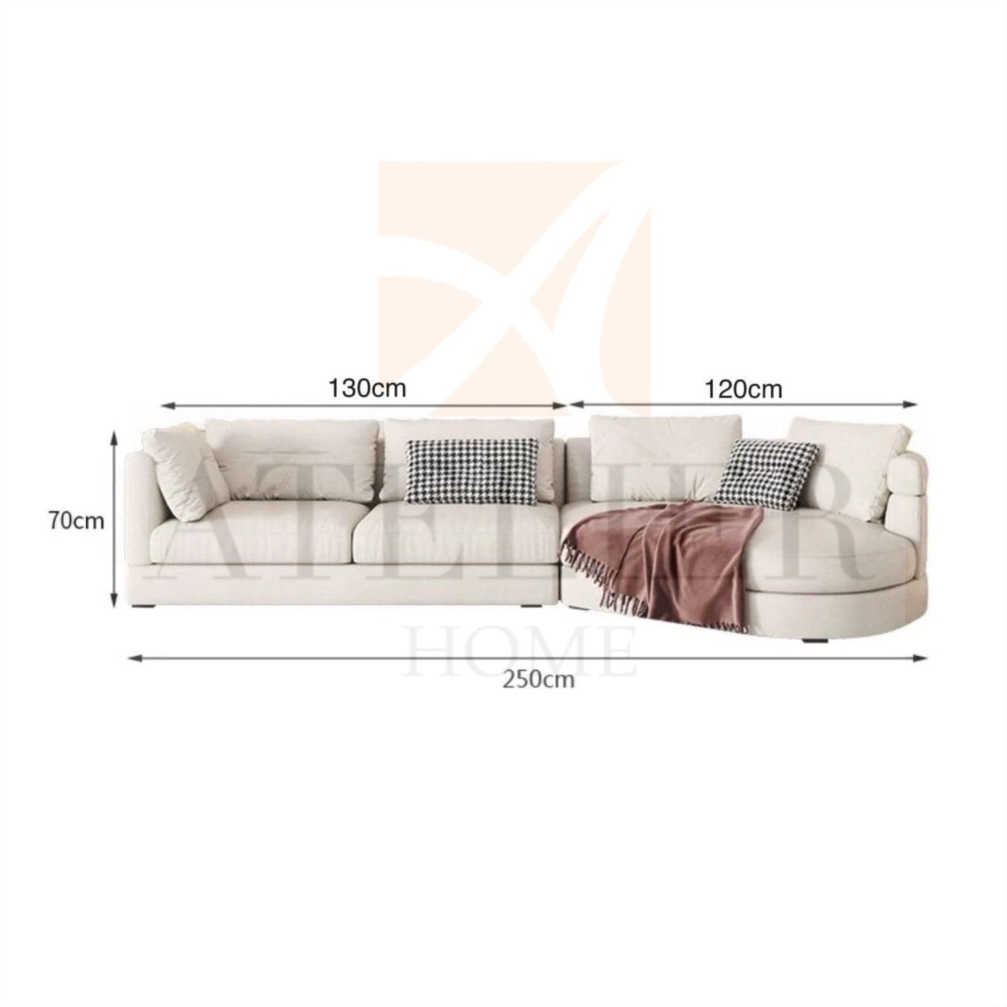 Bax Designer Sectional Round Chaise Sofa
