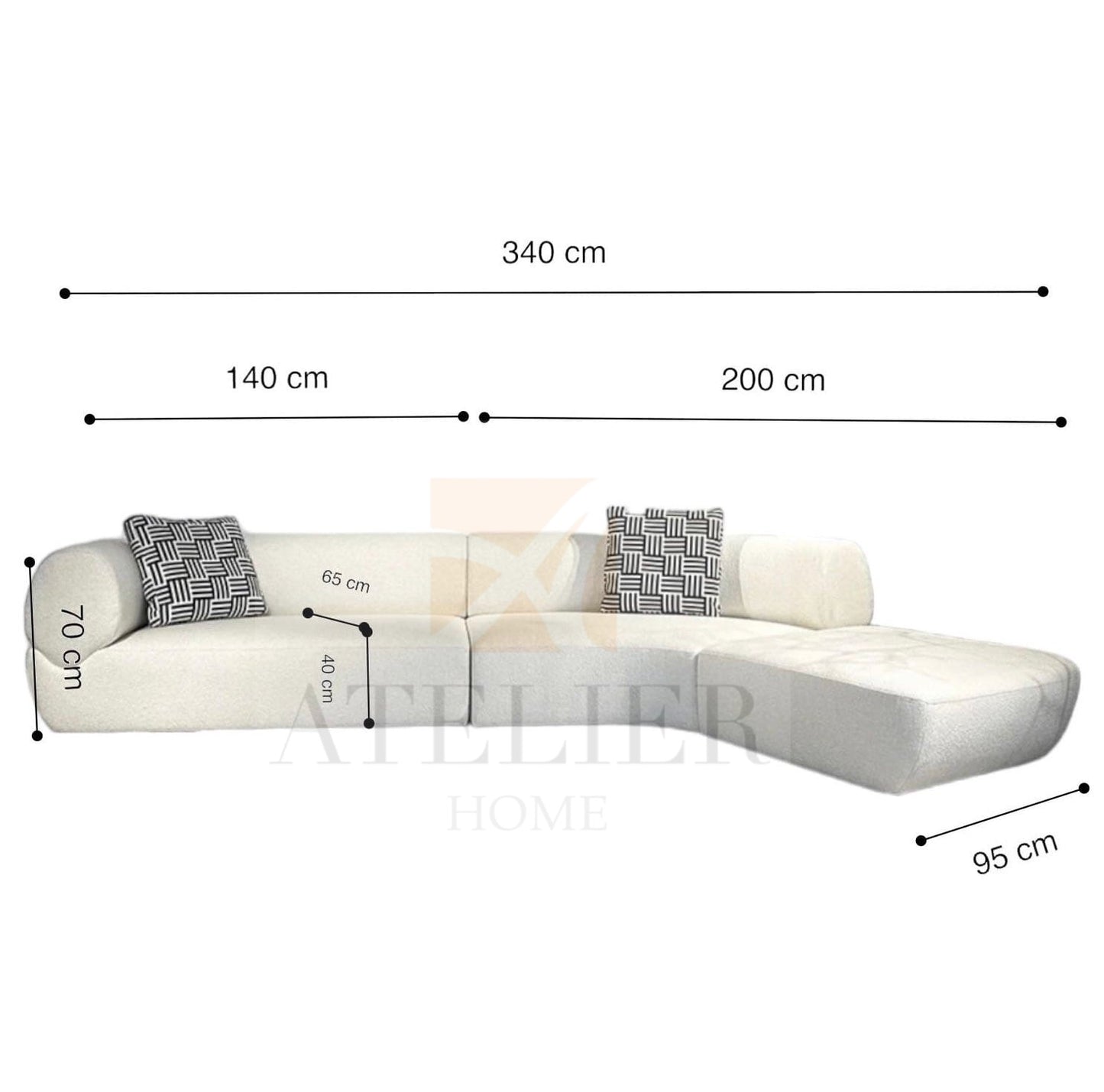 Scarlet Sectional Curve Sofa