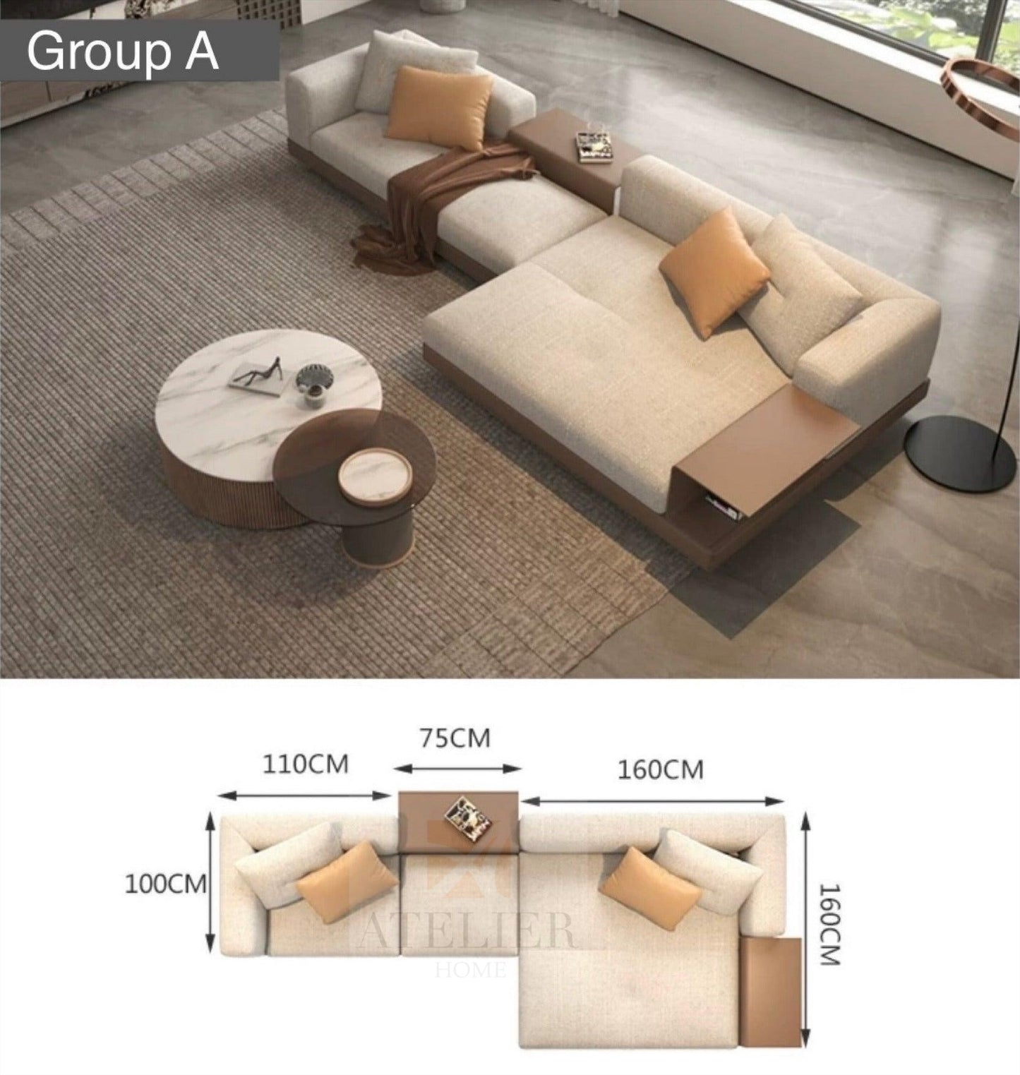 Alyssa Designer Sectional Sofa