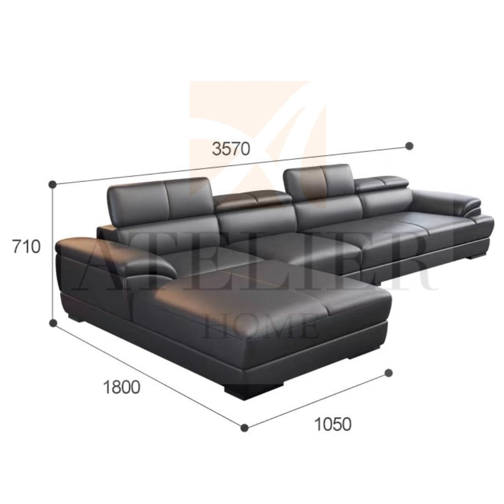 Elias Sectional Genuine Leather Sofa