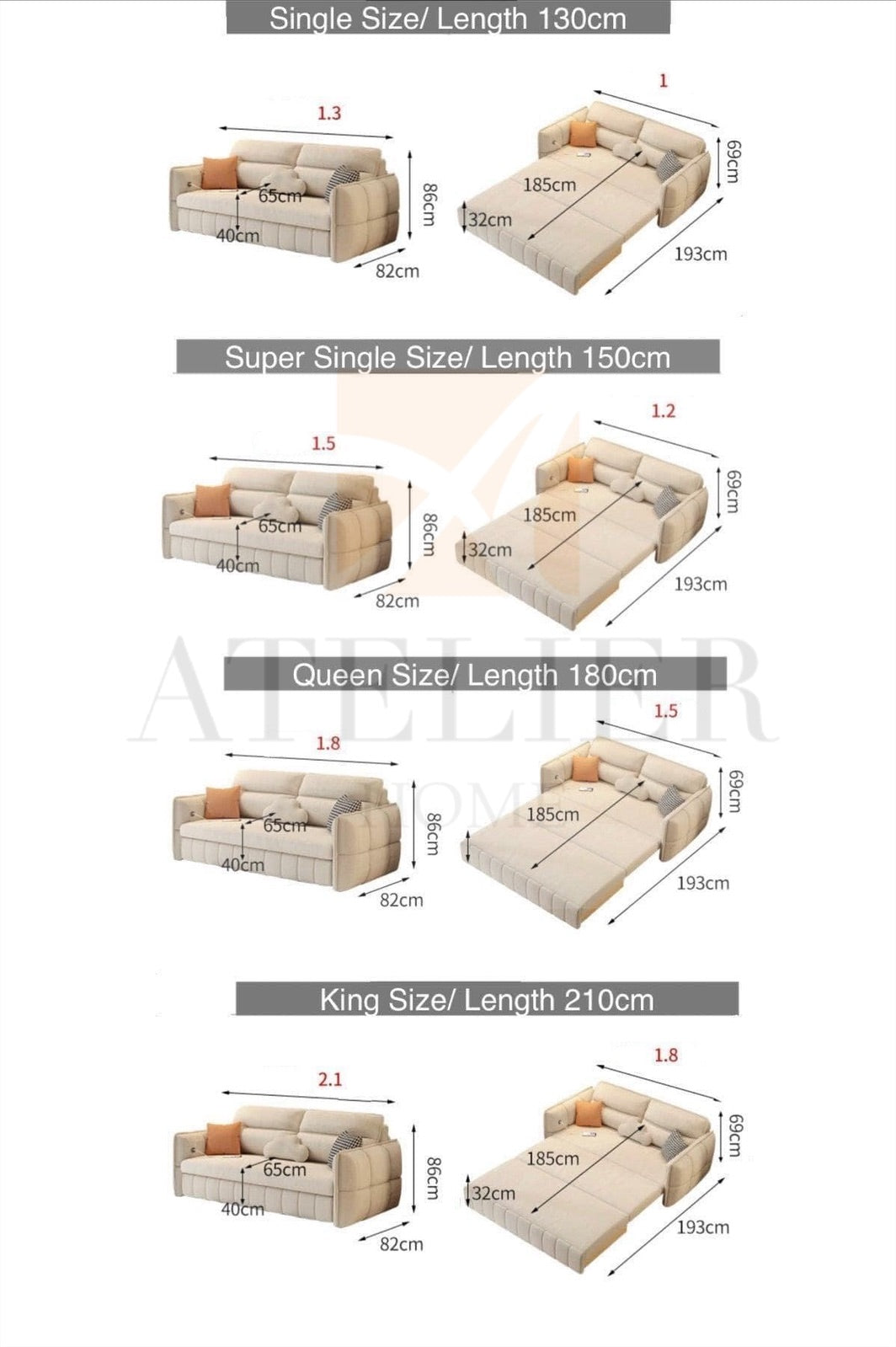 Ariyo Scratch Resistant Storage Sofa Bed