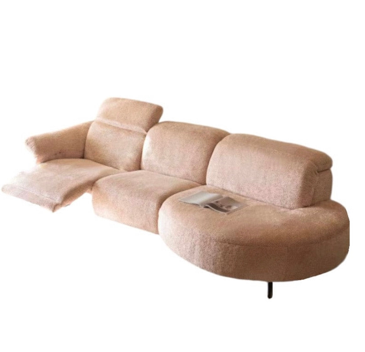 Cassandra Scratch Resistant Round Chaise Electric Recliner Sofa