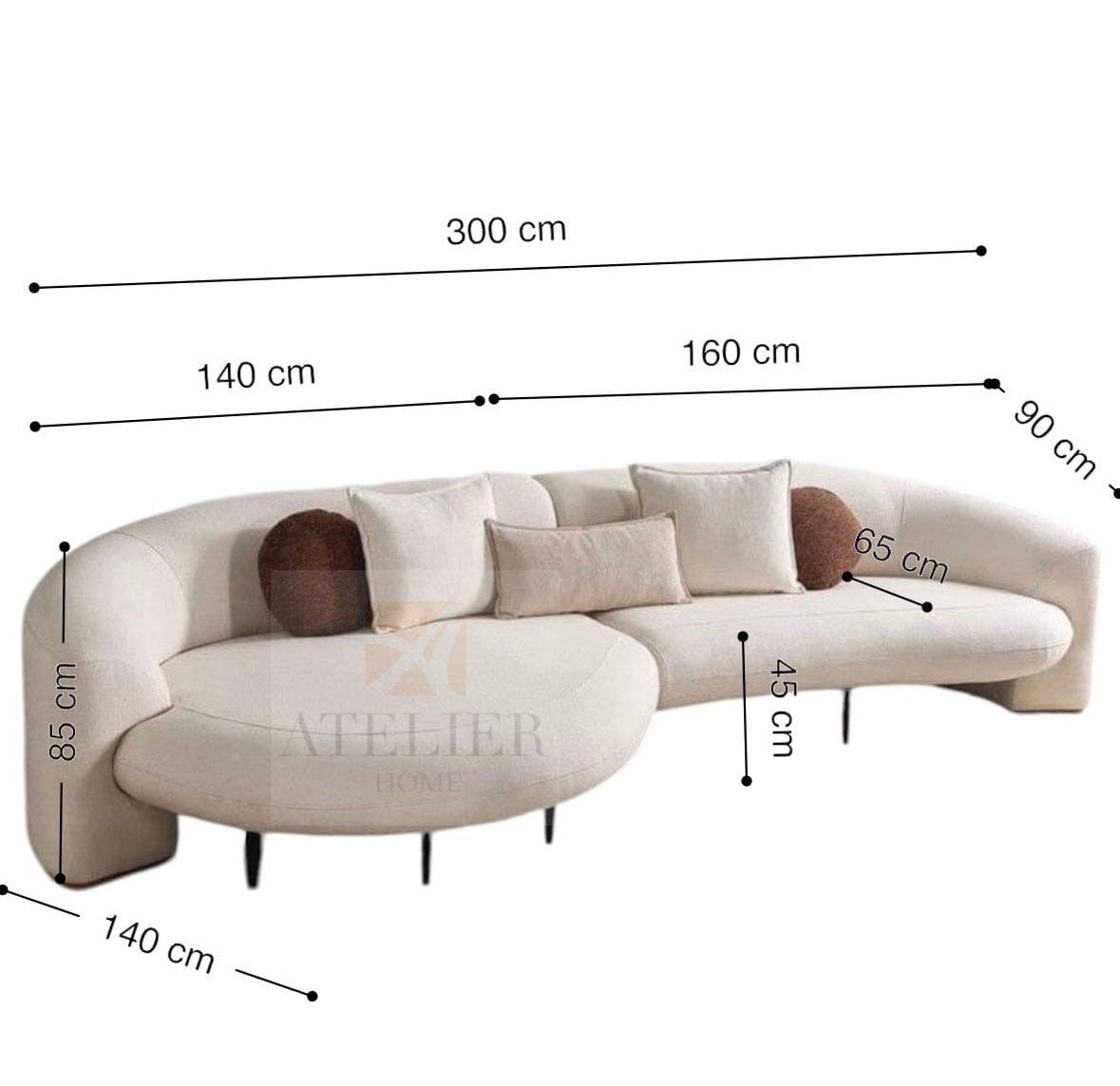 Emilia Designer Sectional Curve Sofa
