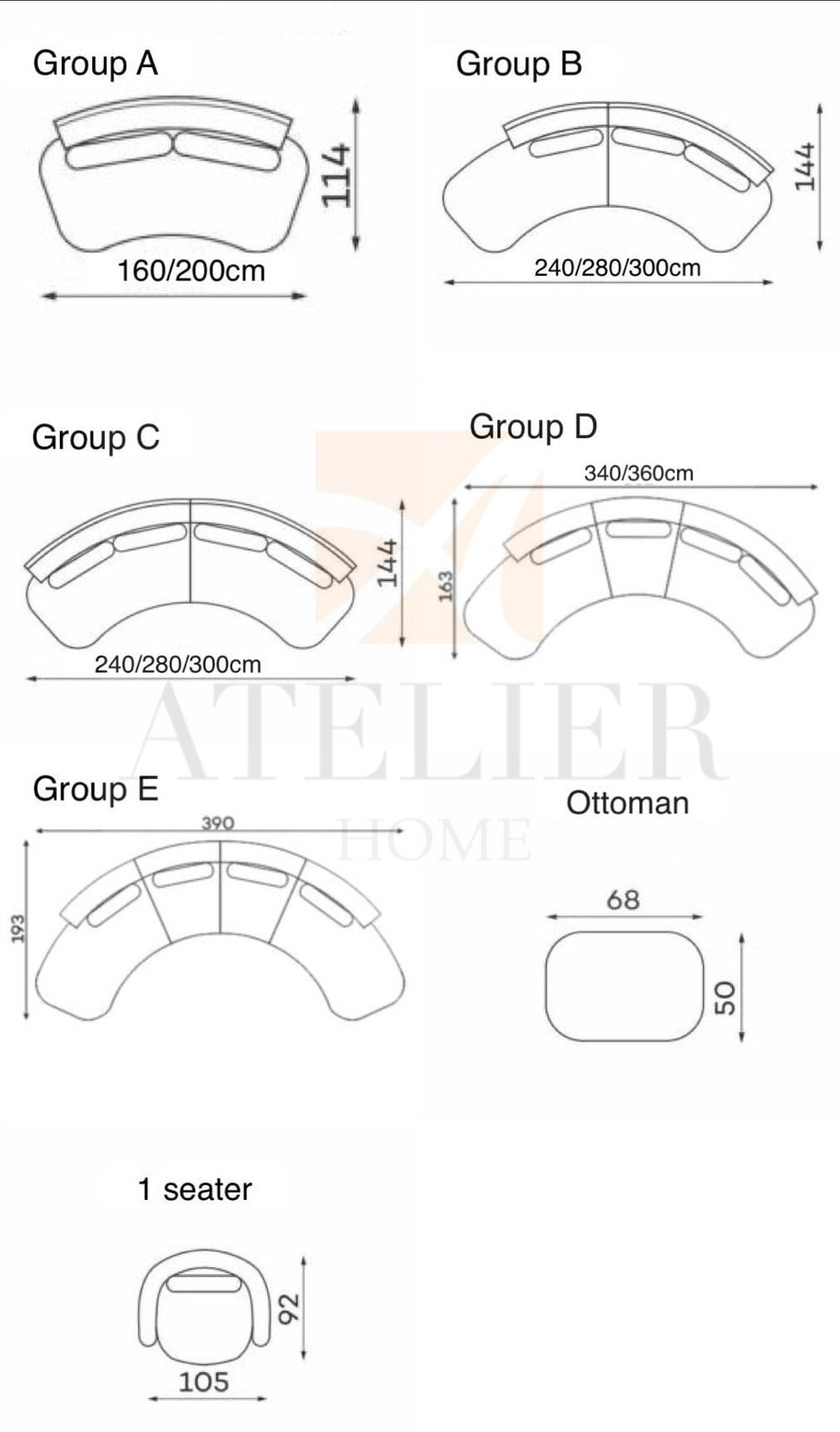 Arch Performance Boucle Curve Sofa