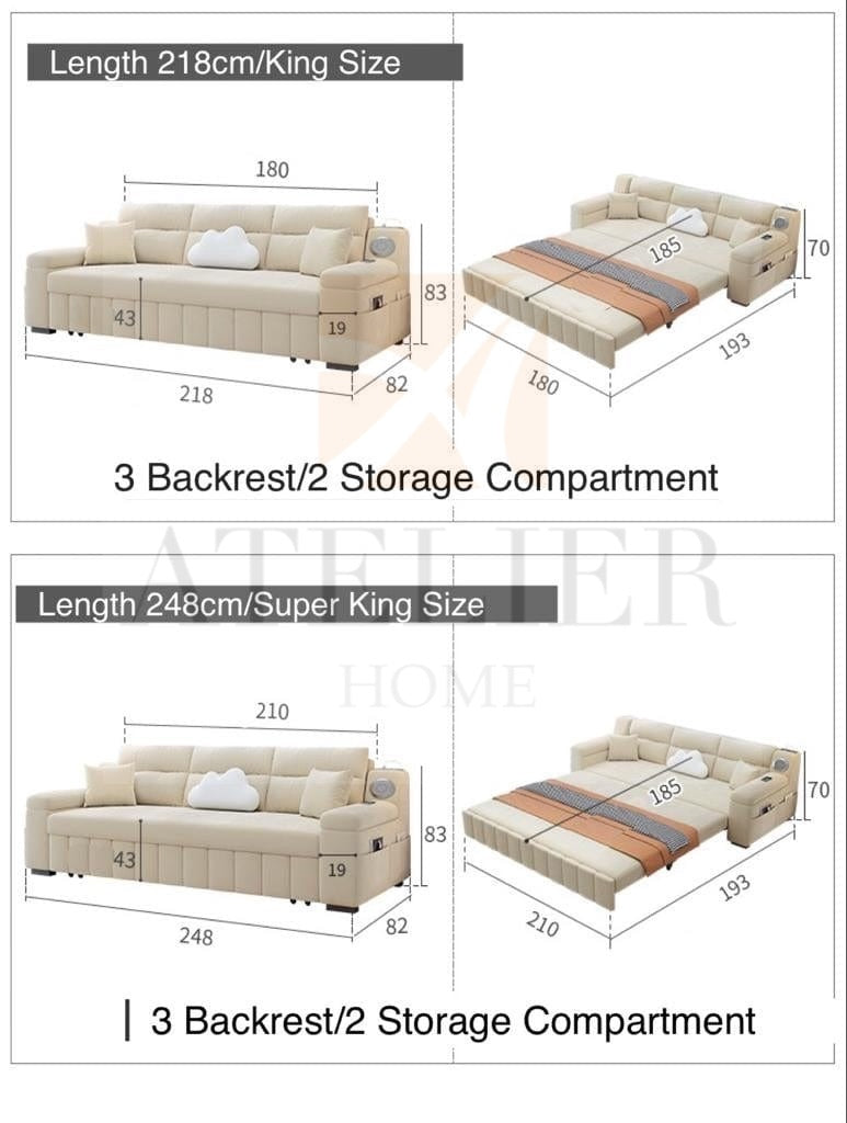 Riley Scratch Resistant Storage Sofa Bed