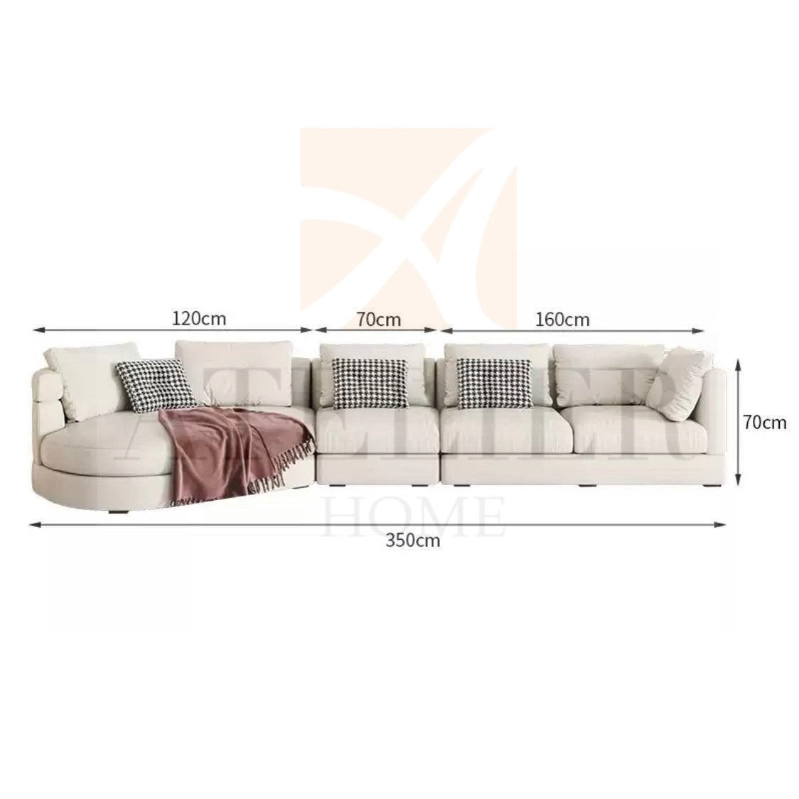 Bax Designer Sectional Round Chaise Sofa