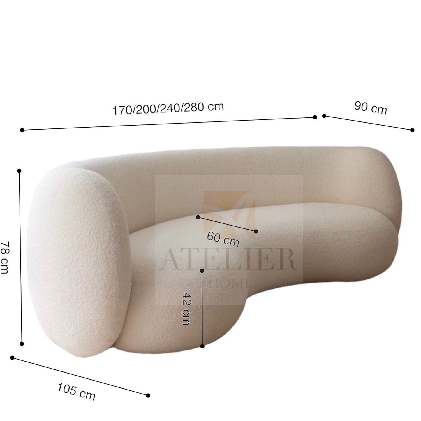Alma Performance Boucle Curve Sofa