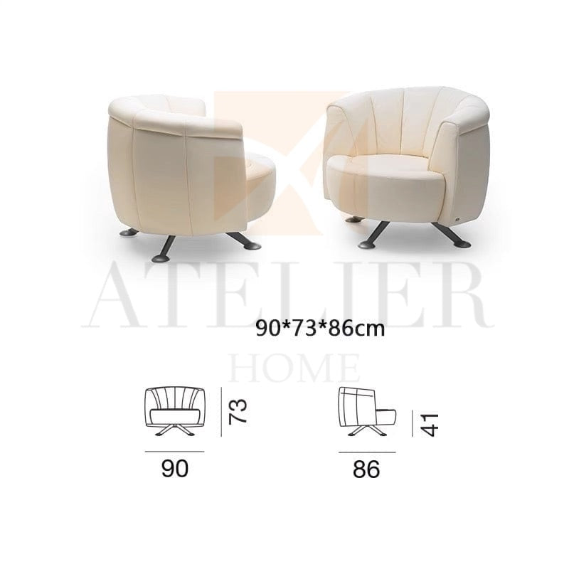 Abe Adjustable Backrest Full Leather Lounge Sofa