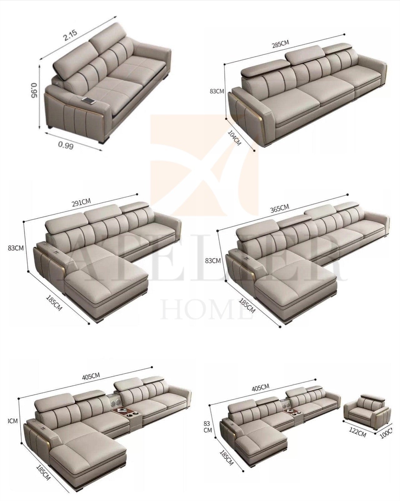 Alonso Leather Sectional Sofa