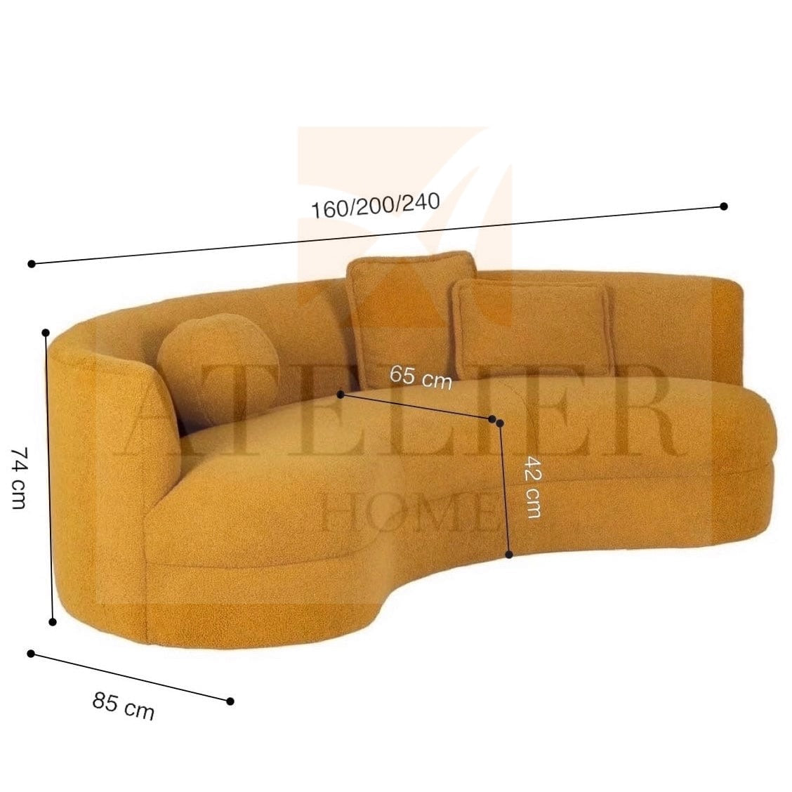 Jenna Performance Boucle Curve Sofa