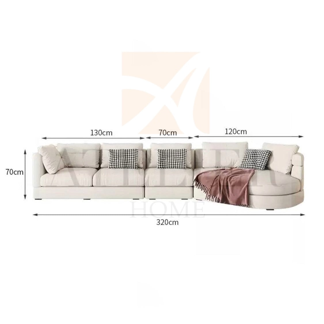 Bax Designer Sectional Round Chaise Sofa