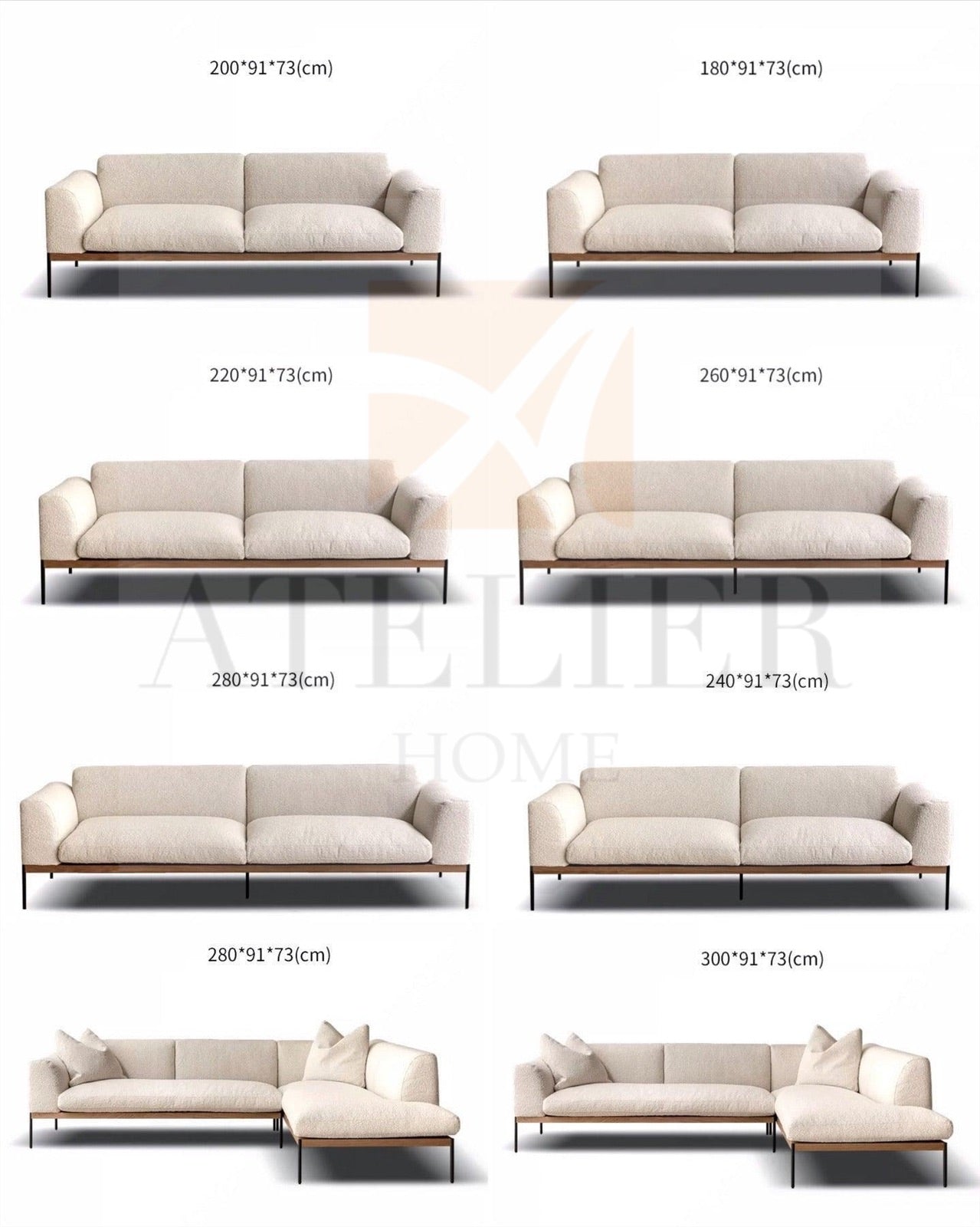 Capella Performance Boucle Sofa with Wooden Base