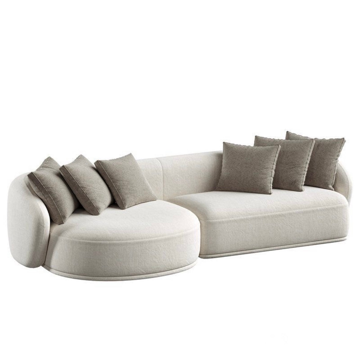 Carlison Performance Boucle Sectional Round Chaise Curve Sofa