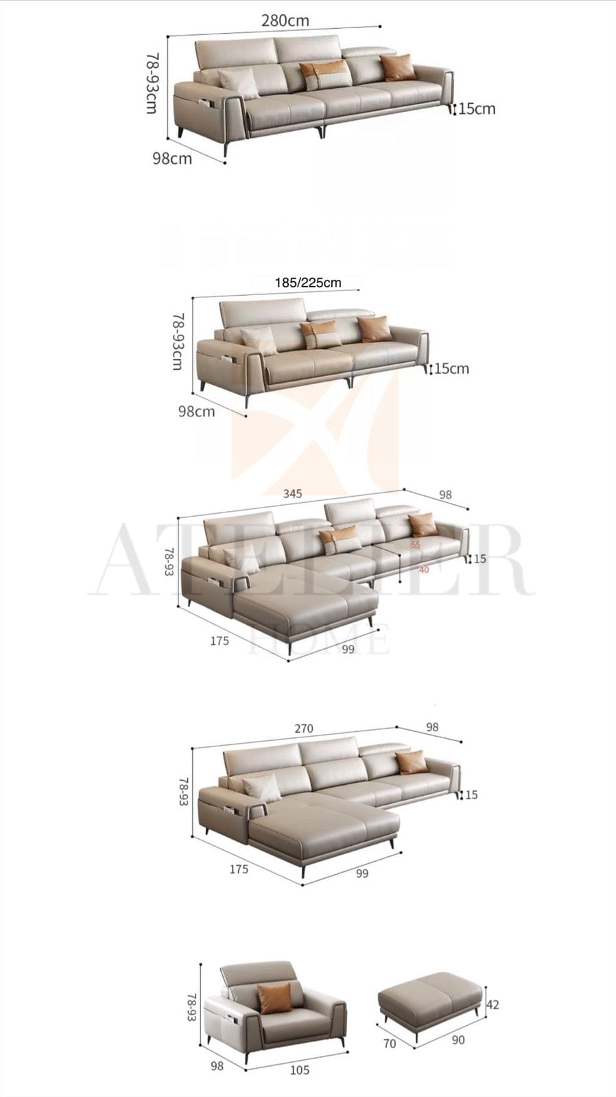 Kaiser Sectional Leather Sofa