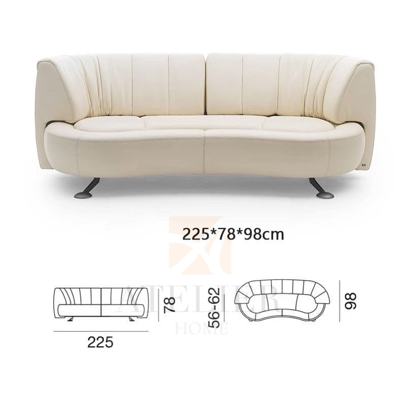 Abe Adjustable Backrest Full Leather Lounge Sofa