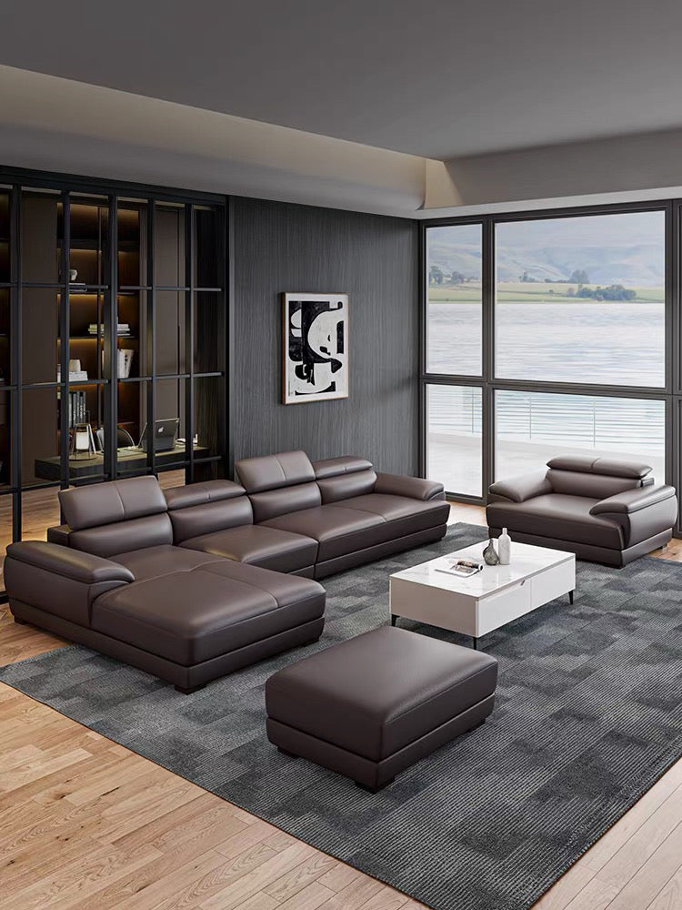Elias Sectional Genuine Leather Sofa