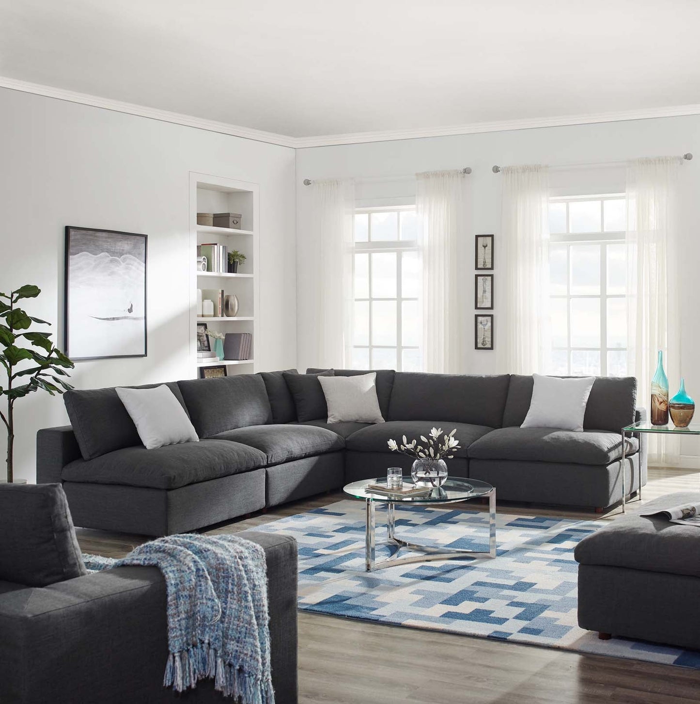 Modern Commix Down Filled Overstuffed 5 Piece Sectional Sofa Set - EEI-3360