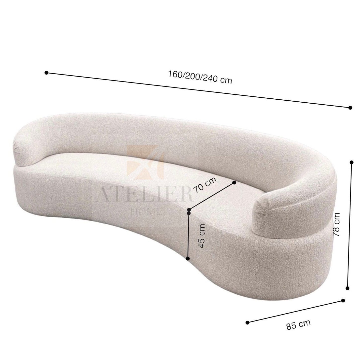 Lionel Performance Boucle Curve Sofa