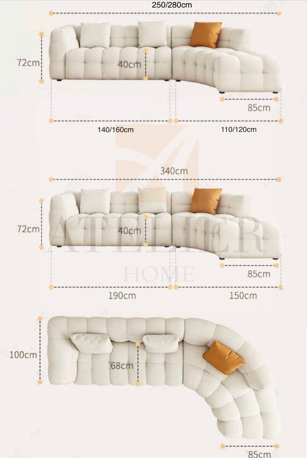 Lara Performance Boucle Curve Sofa