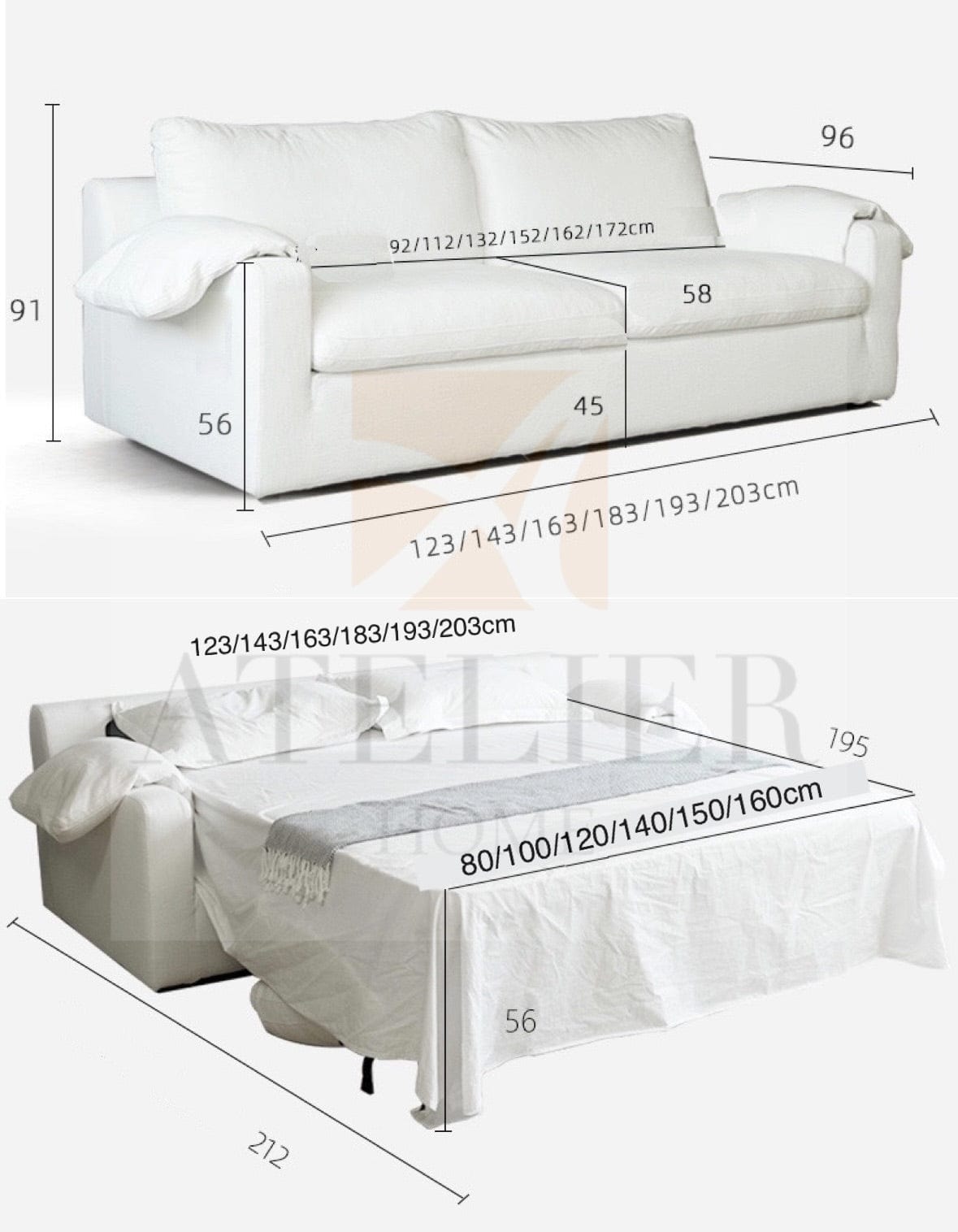 Home Atelier Adrian Foldable Sofa Bed with Mattress