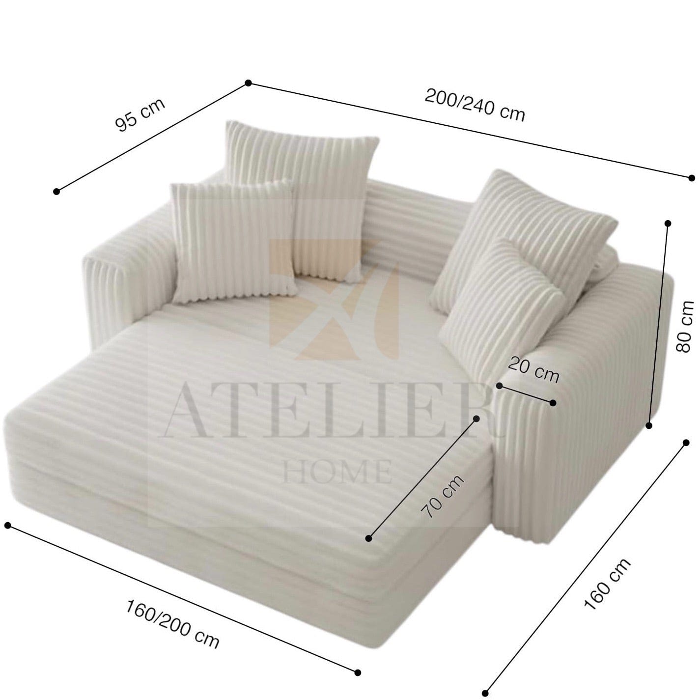 Home Atelier Akena Scratch Resistant Corduroy Sofa Bed