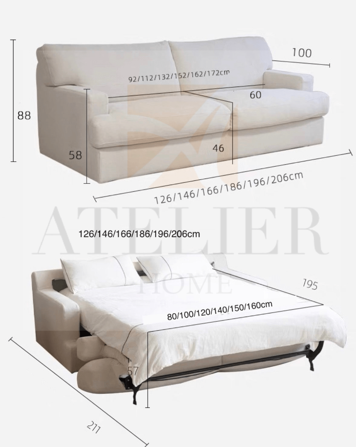 Home Atelier Akila Foldable Sofa Bed with Mattress
